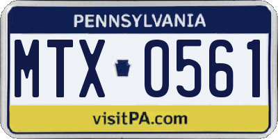 PA license plate MTX0561