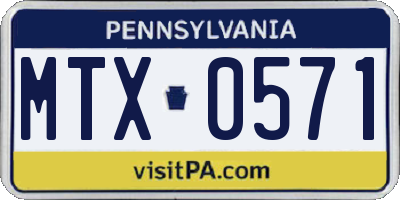 PA license plate MTX0571