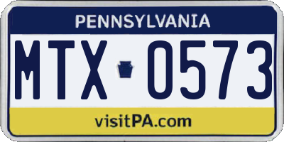 PA license plate MTX0573