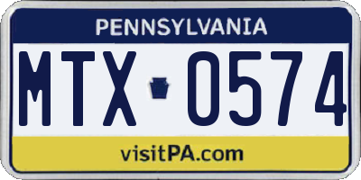 PA license plate MTX0574