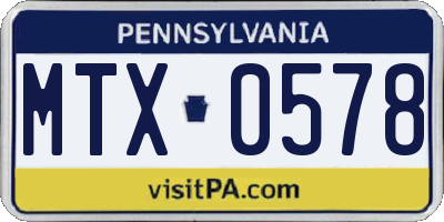 PA license plate MTX0578