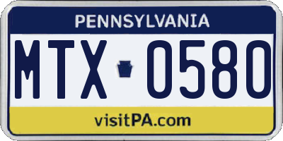 PA license plate MTX0580