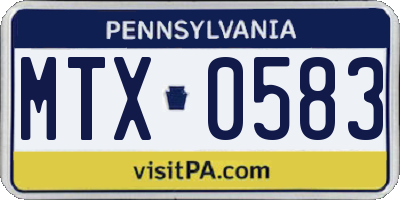 PA license plate MTX0583