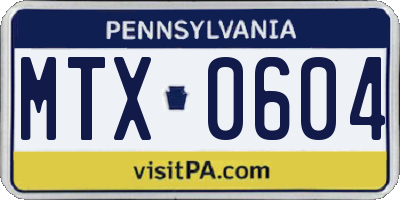 PA license plate MTX0604