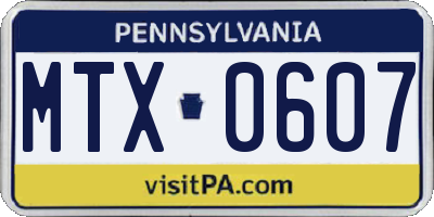 PA license plate MTX0607