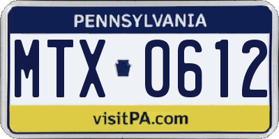 PA license plate MTX0612