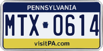 PA license plate MTX0614