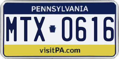 PA license plate MTX0616