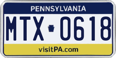 PA license plate MTX0618