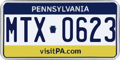 PA license plate MTX0623