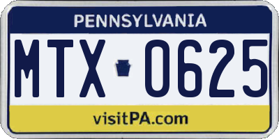 PA license plate MTX0625