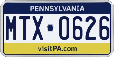 PA license plate MTX0626