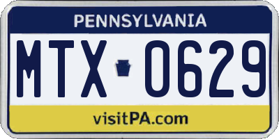 PA license plate MTX0629