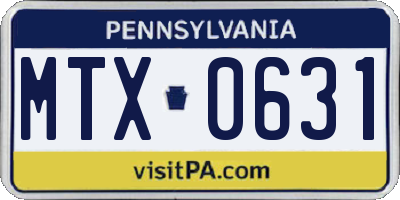 PA license plate MTX0631