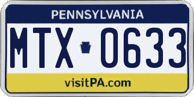PA license plate MTX0633