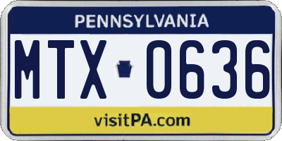 PA license plate MTX0636