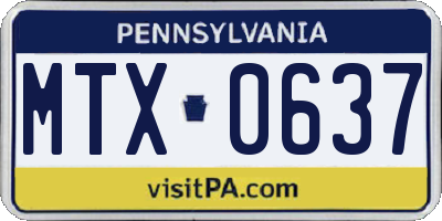 PA license plate MTX0637