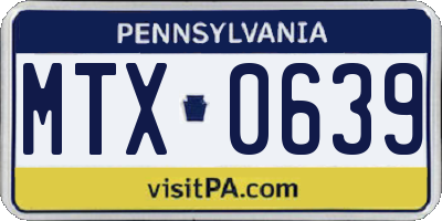 PA license plate MTX0639