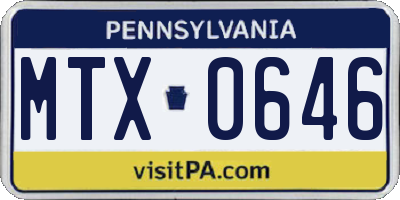 PA license plate MTX0646