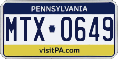 PA license plate MTX0649