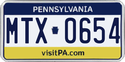 PA license plate MTX0654