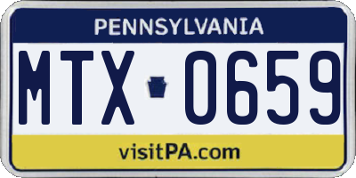 PA license plate MTX0659