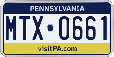 PA license plate MTX0661