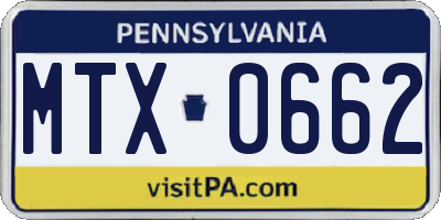 PA license plate MTX0662