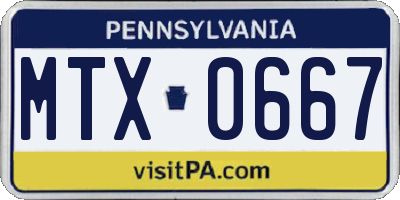 PA license plate MTX0667