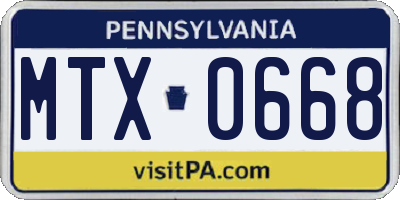PA license plate MTX0668