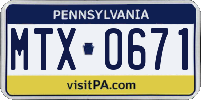 PA license plate MTX0671