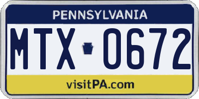 PA license plate MTX0672
