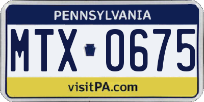 PA license plate MTX0675