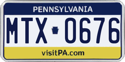 PA license plate MTX0676