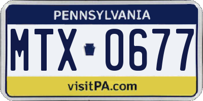 PA license plate MTX0677