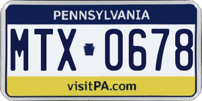 PA license plate MTX0678