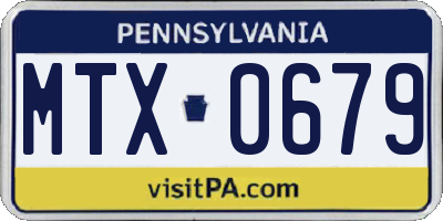 PA license plate MTX0679