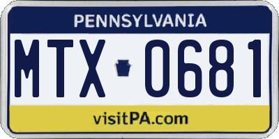 PA license plate MTX0681