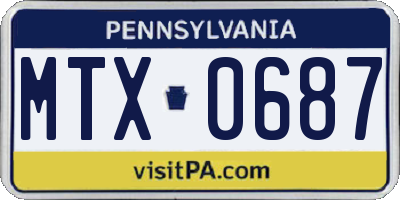 PA license plate MTX0687