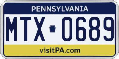 PA license plate MTX0689