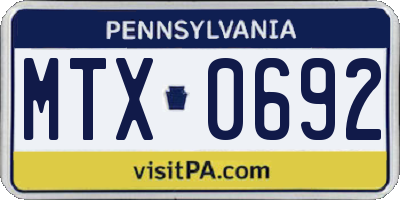 PA license plate MTX0692