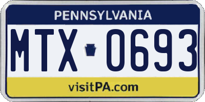 PA license plate MTX0693