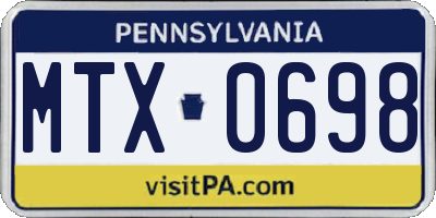 PA license plate MTX0698