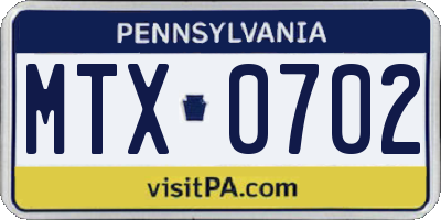PA license plate MTX0702