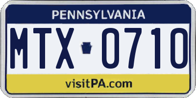 PA license plate MTX0710