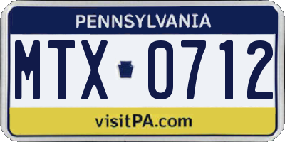 PA license plate MTX0712