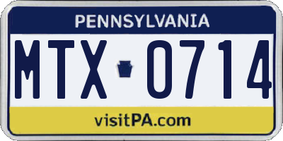 PA license plate MTX0714