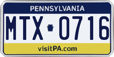 PA license plate MTX0716