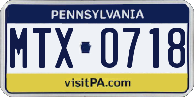 PA license plate MTX0718