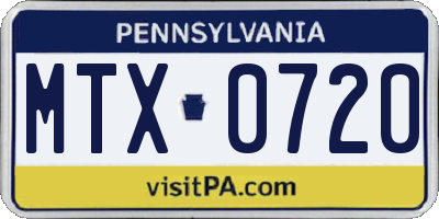 PA license plate MTX0720